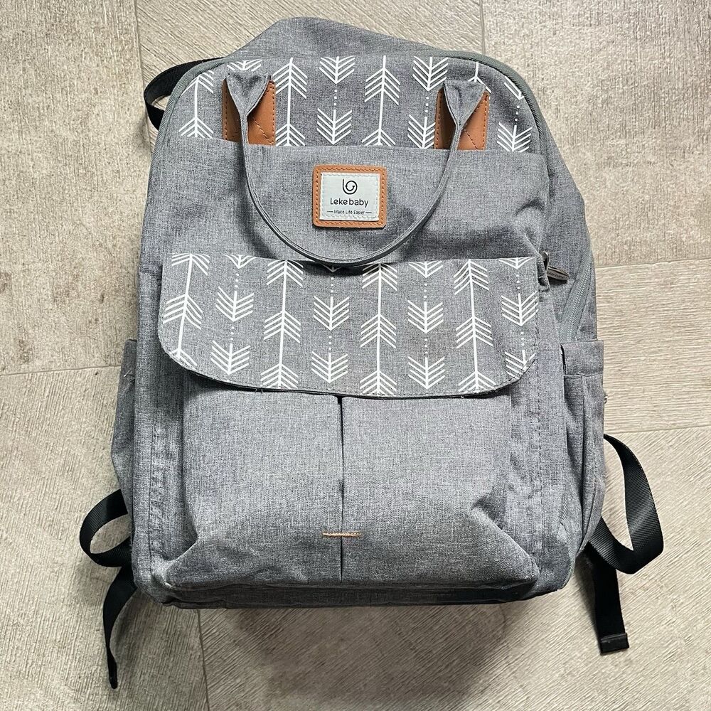 Lekebaby Diaper Bag Backpack for Mom Large Maternity Bag Changing Bags Gray